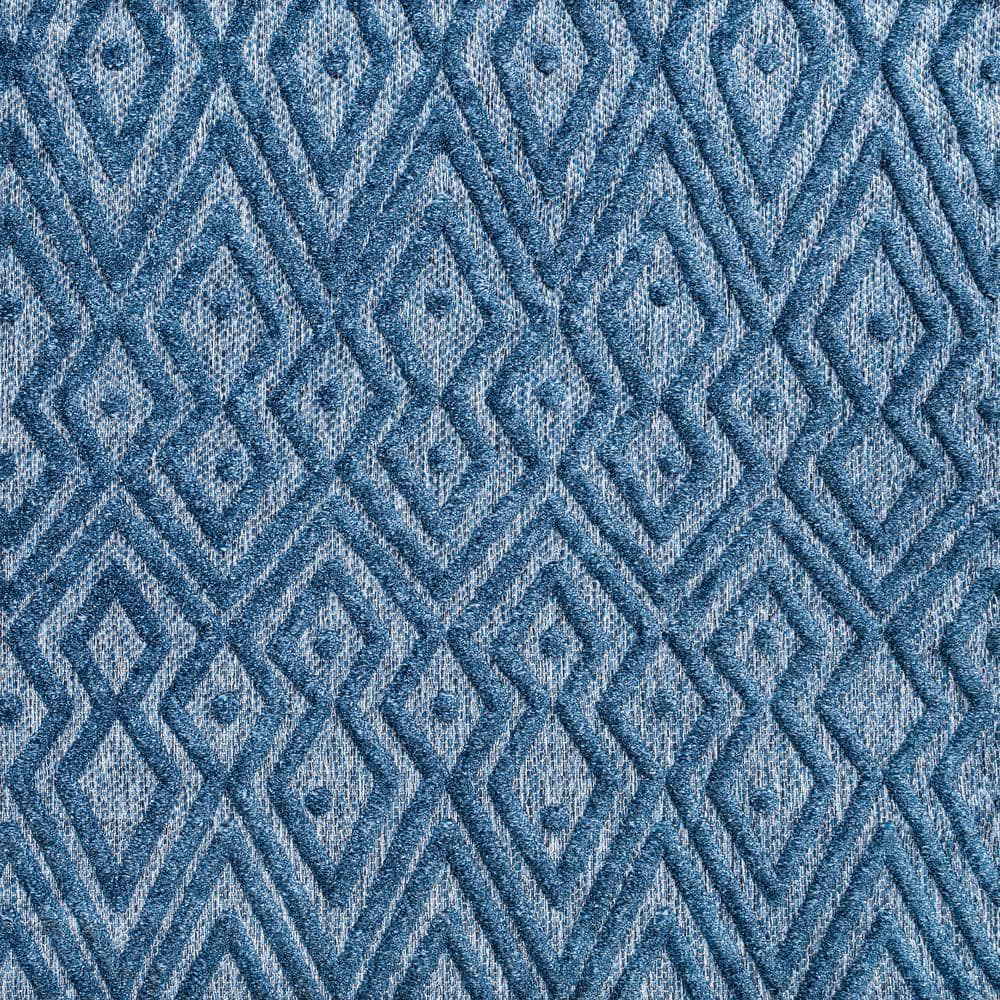 Vintage Moroccan Diamond Navy 5' Square Synthetic Area Rug