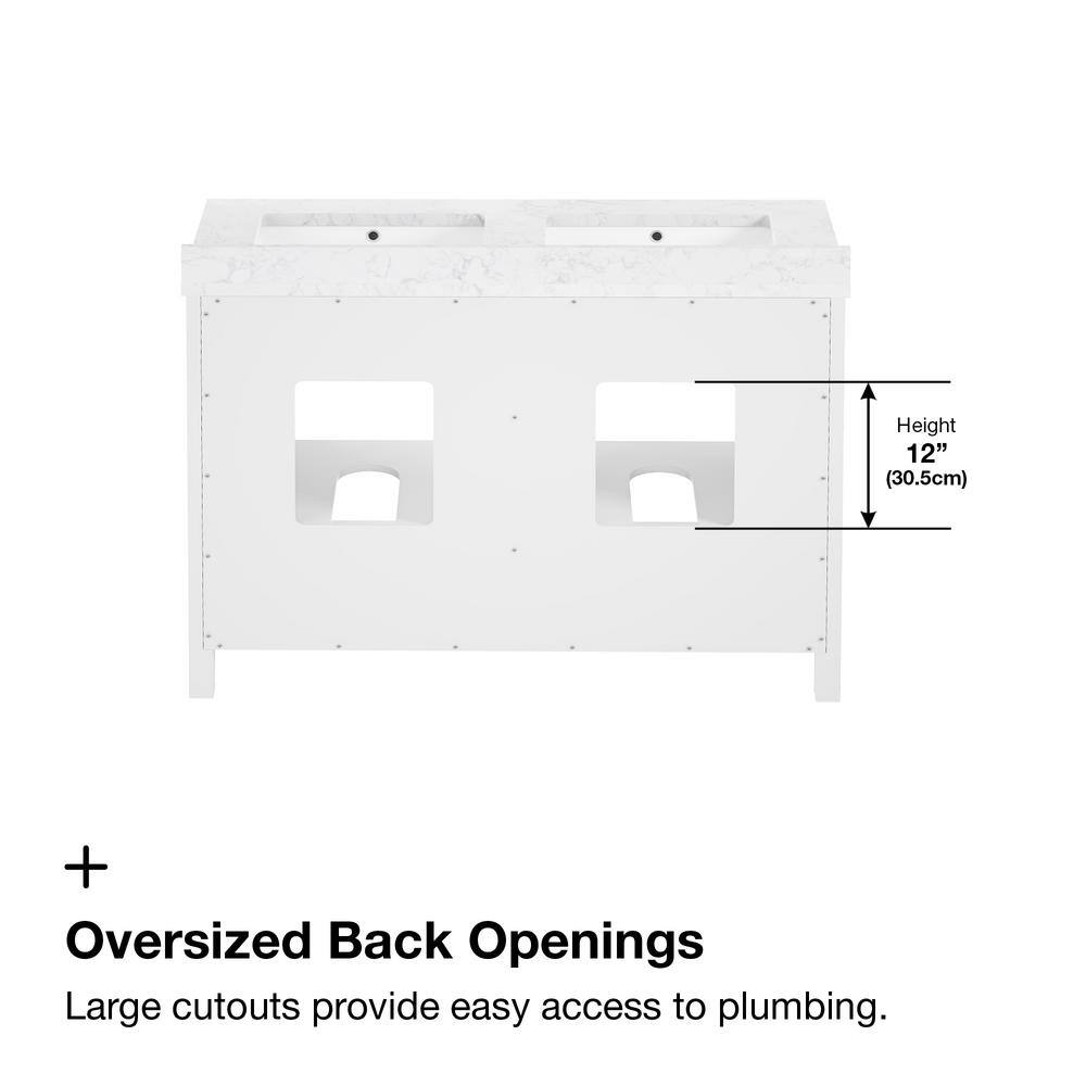 Pure White Double Sink Freestanding Bathroom Vanity with Marble Top