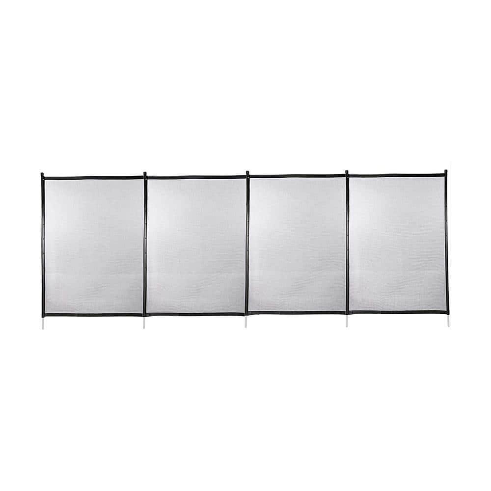 4 ft. x 12 ft. Black Outdoor Pool Fence With Section Kit and Removable Mesh