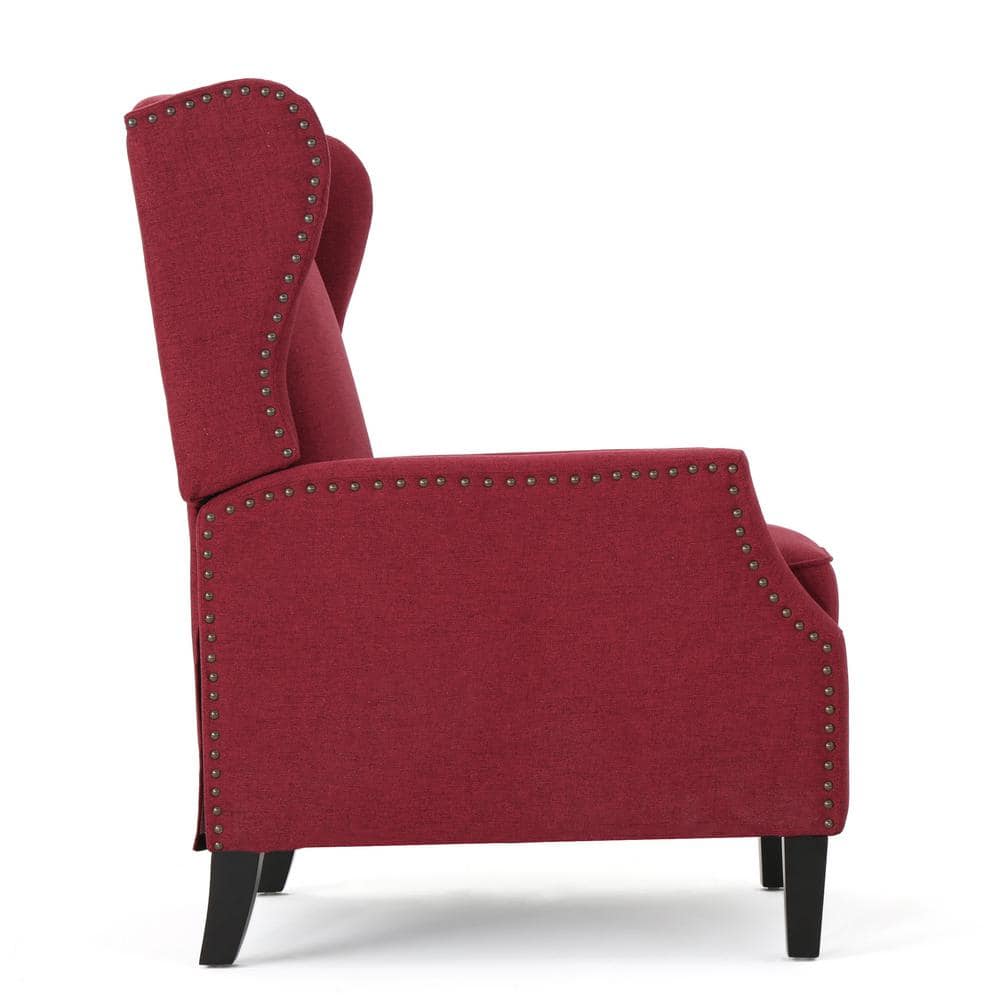Deep Red Birch Wood Wingback Recliner Set
