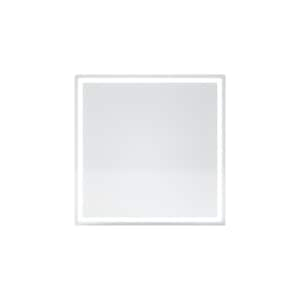 Rina 36 in. W x 36 in. H Rectangular Frameless LED Wall Bathroom Vanity Mirror with Sleek Silver Finish