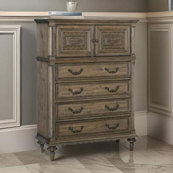 Benjara Brown 4-Drawers 44 in. Dresser Without Mirror