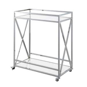 Oxford Chrome Glass Bar Cart with Shelf