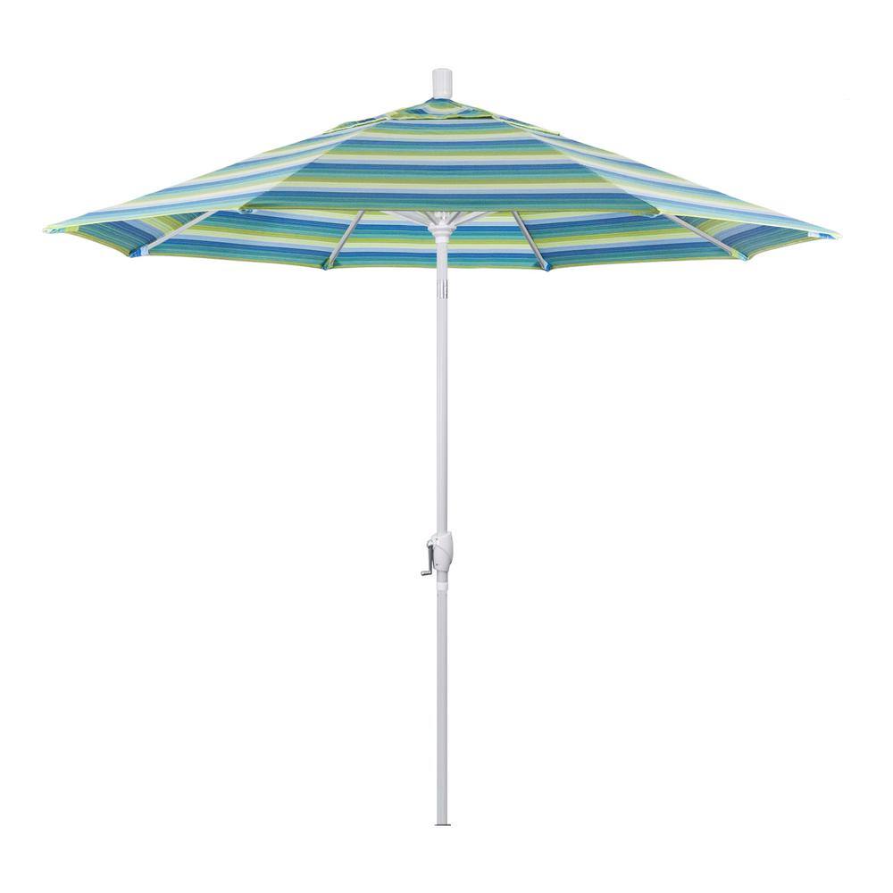 9-Foot Seville Seaside Blue and White Aluminum Patio Umbrella