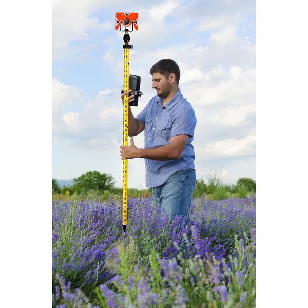 AdirPro - 6 ft. 2 m 10ths Graduation Aluminum 3-Position Snap-Lock Rover Telescoping Rod Pole in Yellow