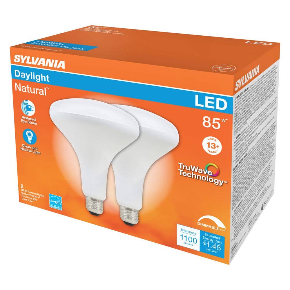 Sylvania Daylight Natural 85W Equivalent Frosted LED Floodlight Bulbs