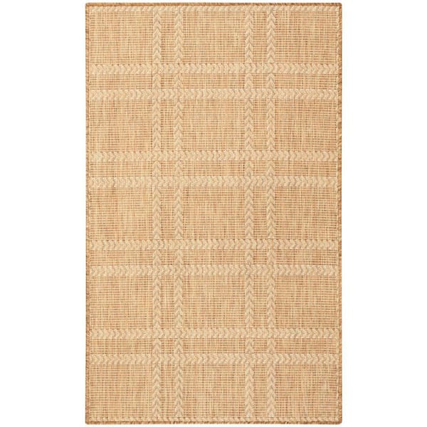 Horizon Indoor/Outdoor Natural 3 ft. x 5 ft. Geometric Contemporary Area Rug