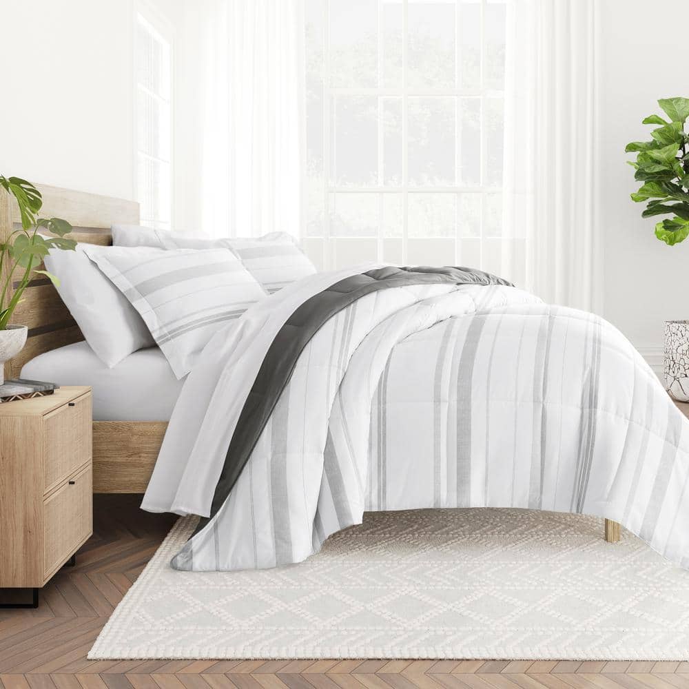 King Gray Reversible Down Alternative Comforter Set