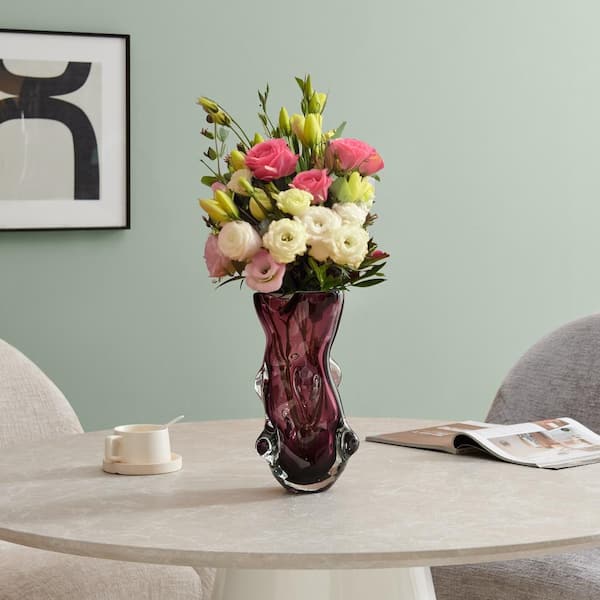 Burgundy and Pink Rafined Tulips in Box