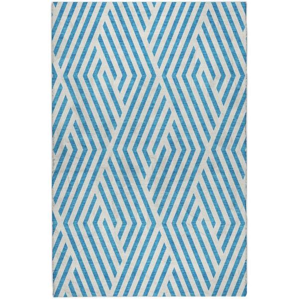 Dream Shag Premium Machine Washable Abstract ADS550 Teal 5 ft. x 7 ft. 6 in. Area Rug