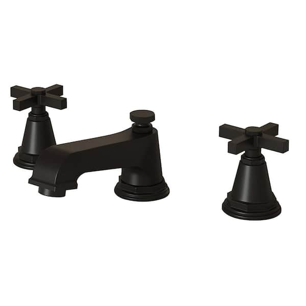 Unbranded 8 in. Widespread 2-Handle Bathroom Faucet with Pop-Up Drain Assembly in Matte Black