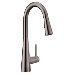 Sleek Single-Handle Smart Touchless Pull Down Sprayer Kitchen Faucet with Voice Control & Power Clean in Black Stainless