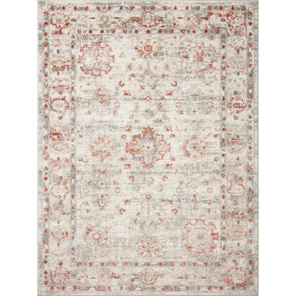 Loloi Estelle Ivory/Rust 6 ft. 7 in. x 9 ft. 10 in. Oriental Area Rug
