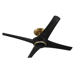 Cam 54 in. Indoor Black/Satin Brass CeilingFan and Integrated LED Light Smart Wi-Fi Enabled Remote with Voice Activation