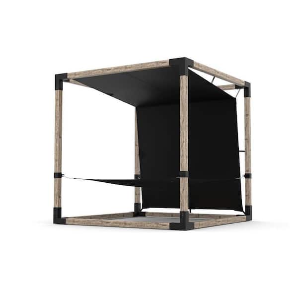 TOJA GRID 8 ft. x 8 ft. 2-Person Black Hammock Pergola Kit with Bimini Top for 4 in. x 4 in. Wood Posts