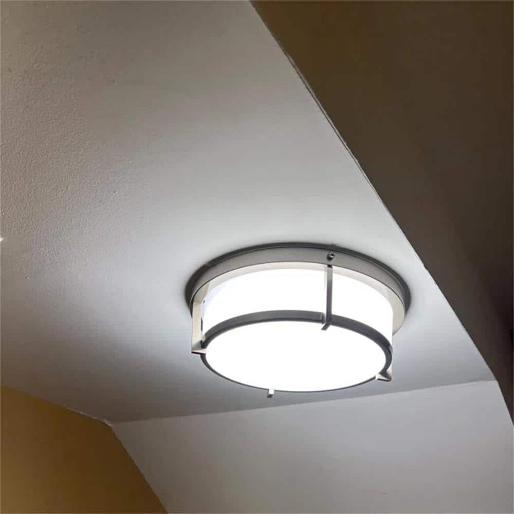 13-inch Brushed Nickel LED Flush Mount with Acrylic Shade