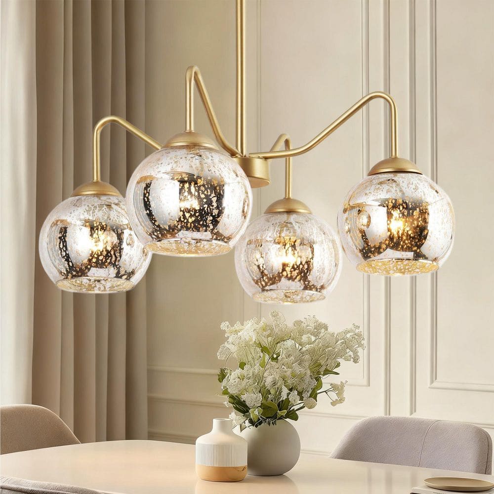 Zevni 20.5 in. 4-Light Modern Gold Linear Chandelier, Transitional Zevni 20.5 in. 4-Light Modern Gold Linear Chandelier, Transitional