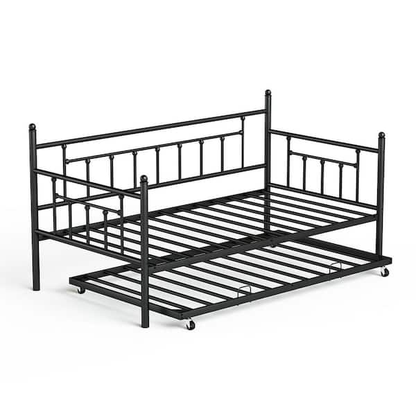 Black Metal Frame Standard Twin Daybed and Trundle Set