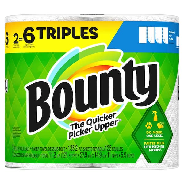 Bounty White, Select-A-Size Paper Towels (2 Triple Rolls)