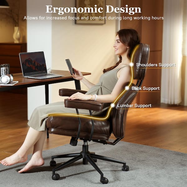 Allwex Kro PU Fabric Swivel Ergonomic Office Task Chair in Dark