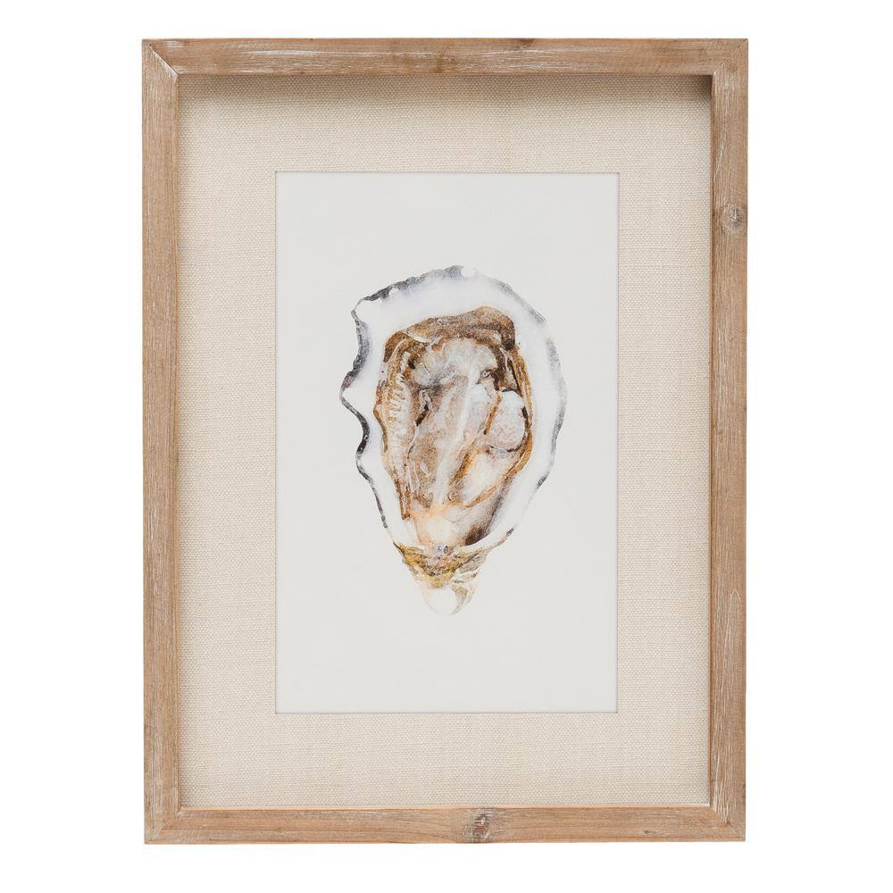 Natural Wood Framed Oyster Print Wall Art Set
