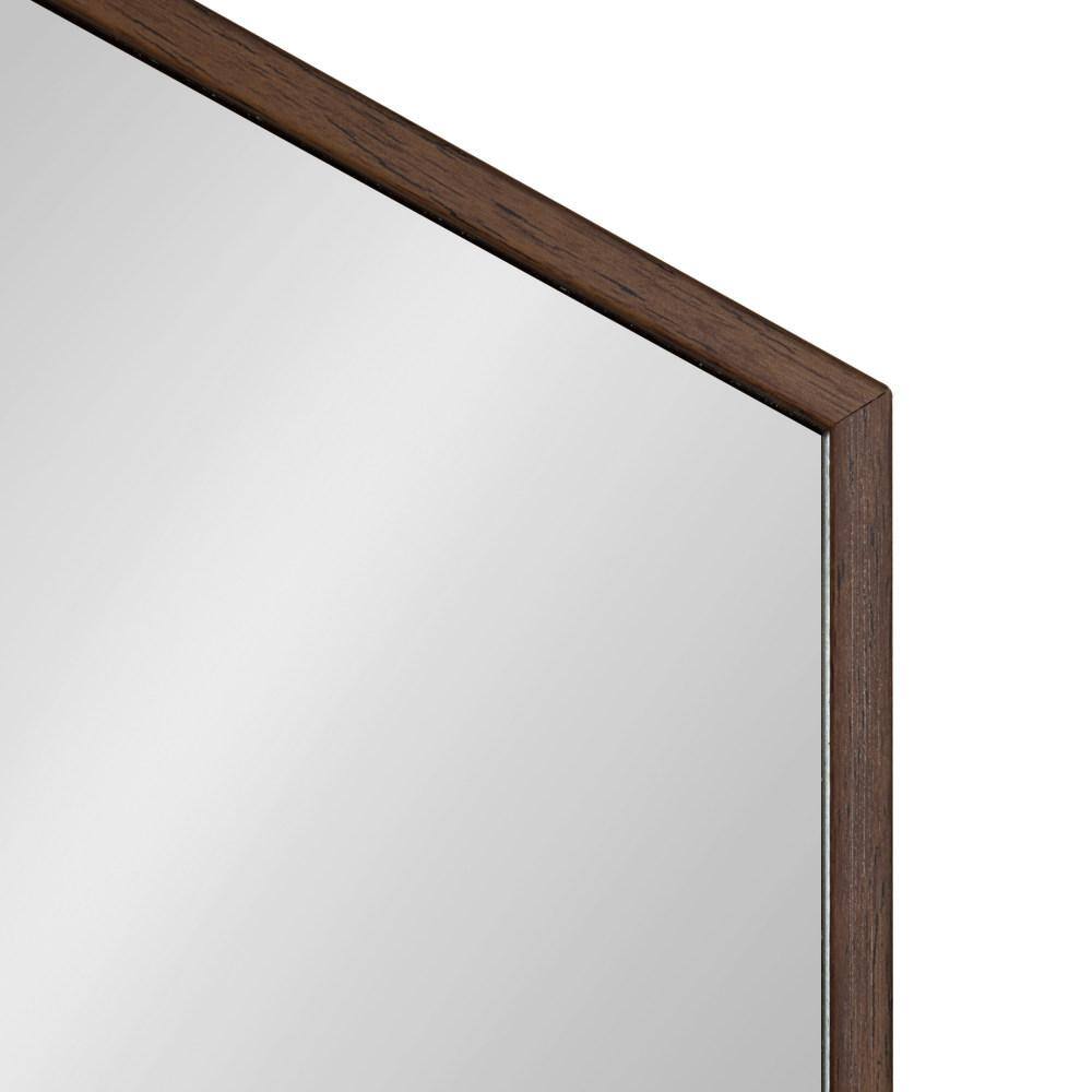 Walnut Brown Hexagon Wall Mirror with Wood Frame