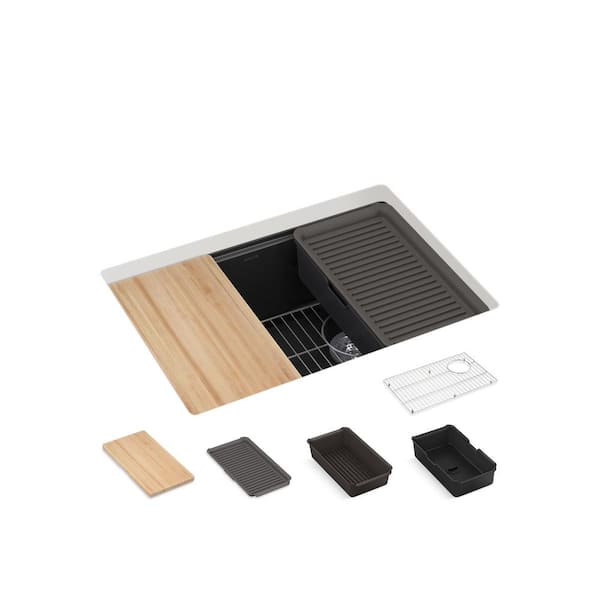 KOHLER Billings 27 in. Undermount Single-Bowl Workstation Kitchen Sink