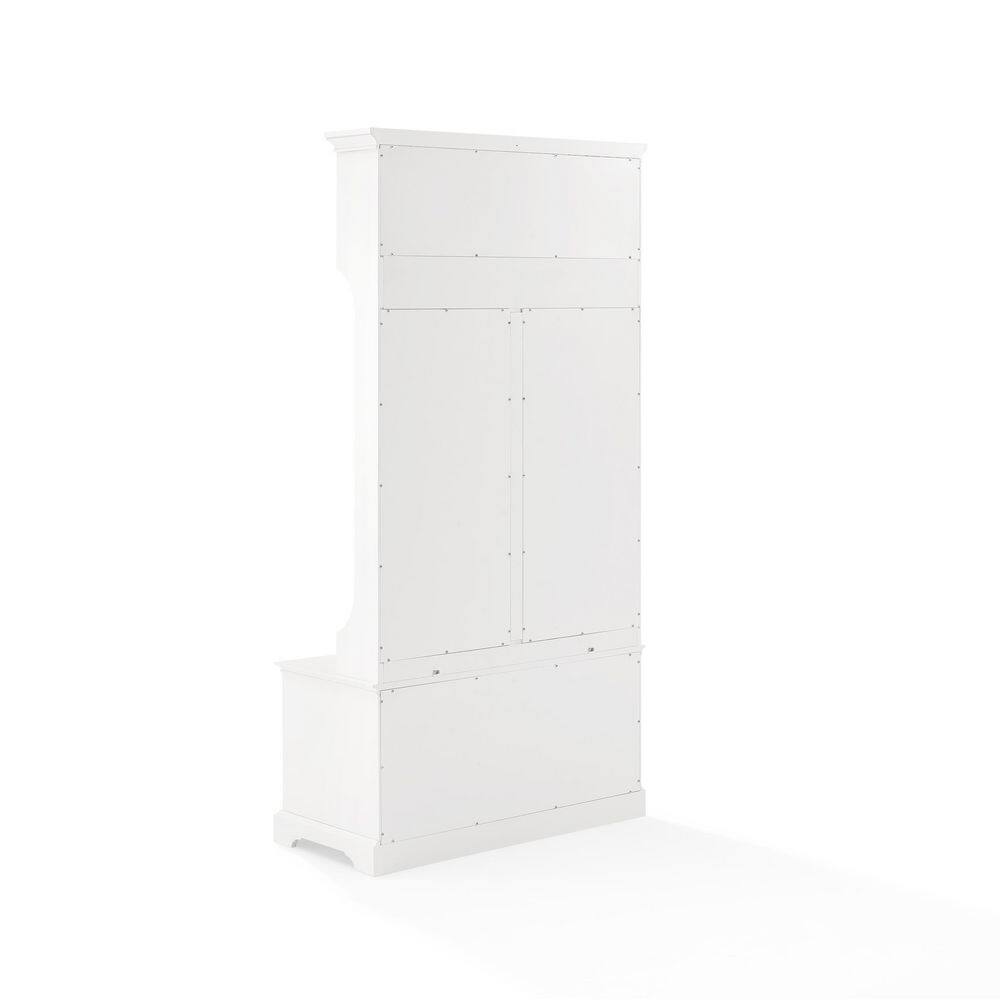 White Hall Tree with Wicker Caning and Storage
