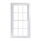29.75 in. x 56.75 in. 70 Series Low-E Argon Glass Double Hung White Vinyl Fin with J Window with Grids, Screen Incl