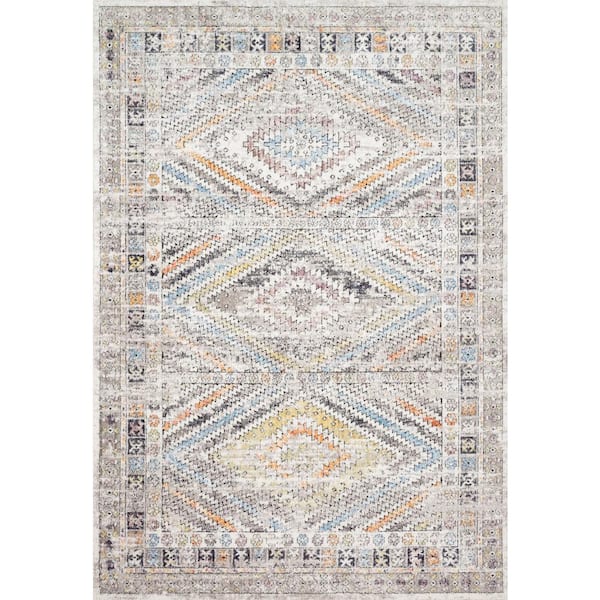 LOLOI II Dante Ivory/Multi 6 ft. 7 in. x 9 ft. 2 in. Bohemian Area Rug