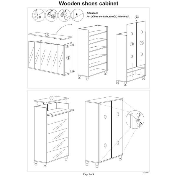 13.39 in W x 24. 8in D x 47.64 in H White Mirror Shoe Cabinet With