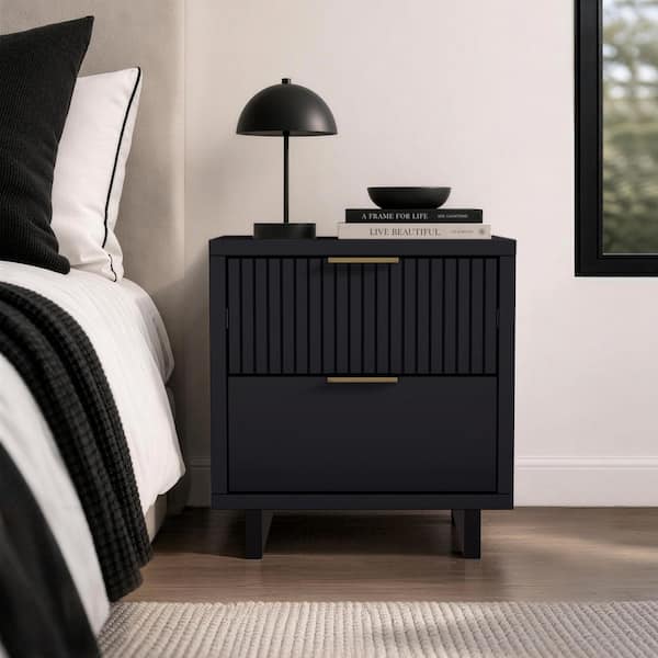 あらぱぱ Nothern Ohio Industrialトレド　ブラック Manhattan Comfort Elara Contemporary Black 2-Drawer 18.1 in. W