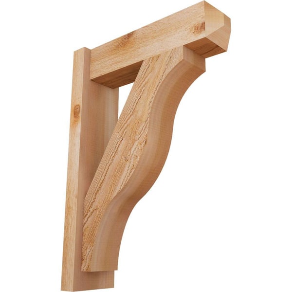 Ekena Millwork 6 in. x 28 in. x 20 in. Western Red Cedar Fuston Craftsman Rough Sawn Outlooker