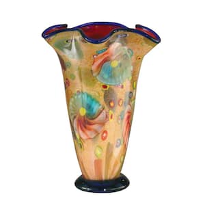 14 in. Coast Sand Hand Blown Art Glass Vase