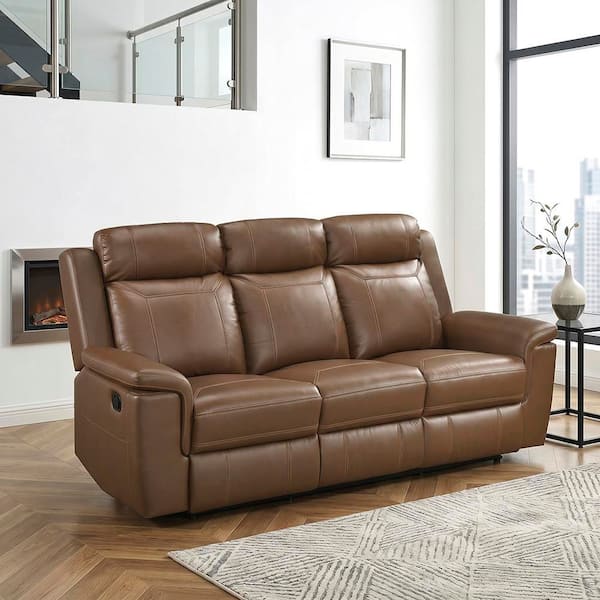 Lazzara Zorven 83.5 in. W Pillow Top Arms Top Grain Leather