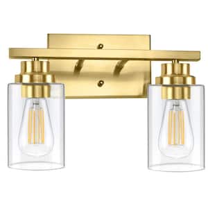 6 in. 2-Light Gold Vanity Light Indoor Wall Sconce (2-Pack)