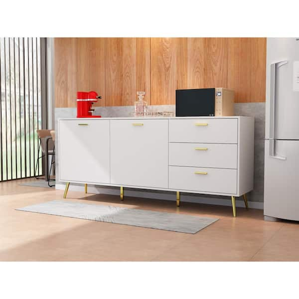 FUFU&GAGA Gray Wood 59.1 in. W Sideboard with 2 Large Drawers, 3 Small  Drawers and 2 Cabinets 33.5 in. H x 15.7 in. D KF020263-03 - The Home Depot