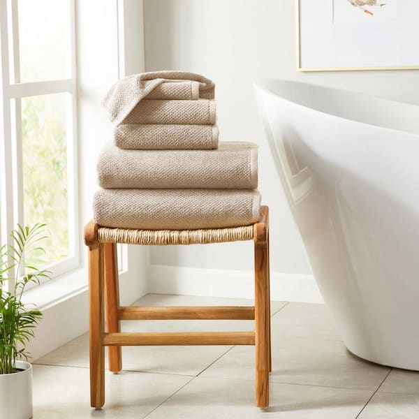 Taupe 6-Piece Cotton Quick-Dry Towel Set