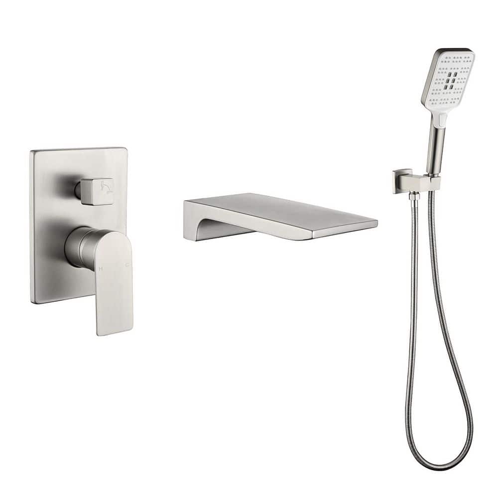 Single-Handle 3-Spray Wall-Mount Roman Tub Faucet 1.8 GPM with Handheld Shower Head in Brushed Nickel price history on PriceWatchPro