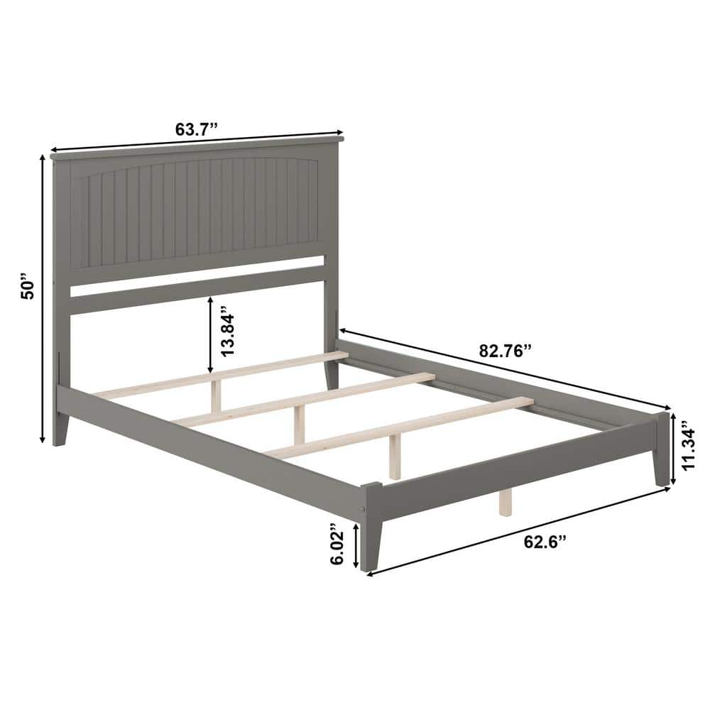 Nantucket Gray Queen Wood Frame Bed with Headboard