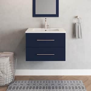 Napa 30 in. W x 20 in. D Single Sink Bathroom Vanity Wall Mounted In Navy Blue with Acrylic Integrated Countertop