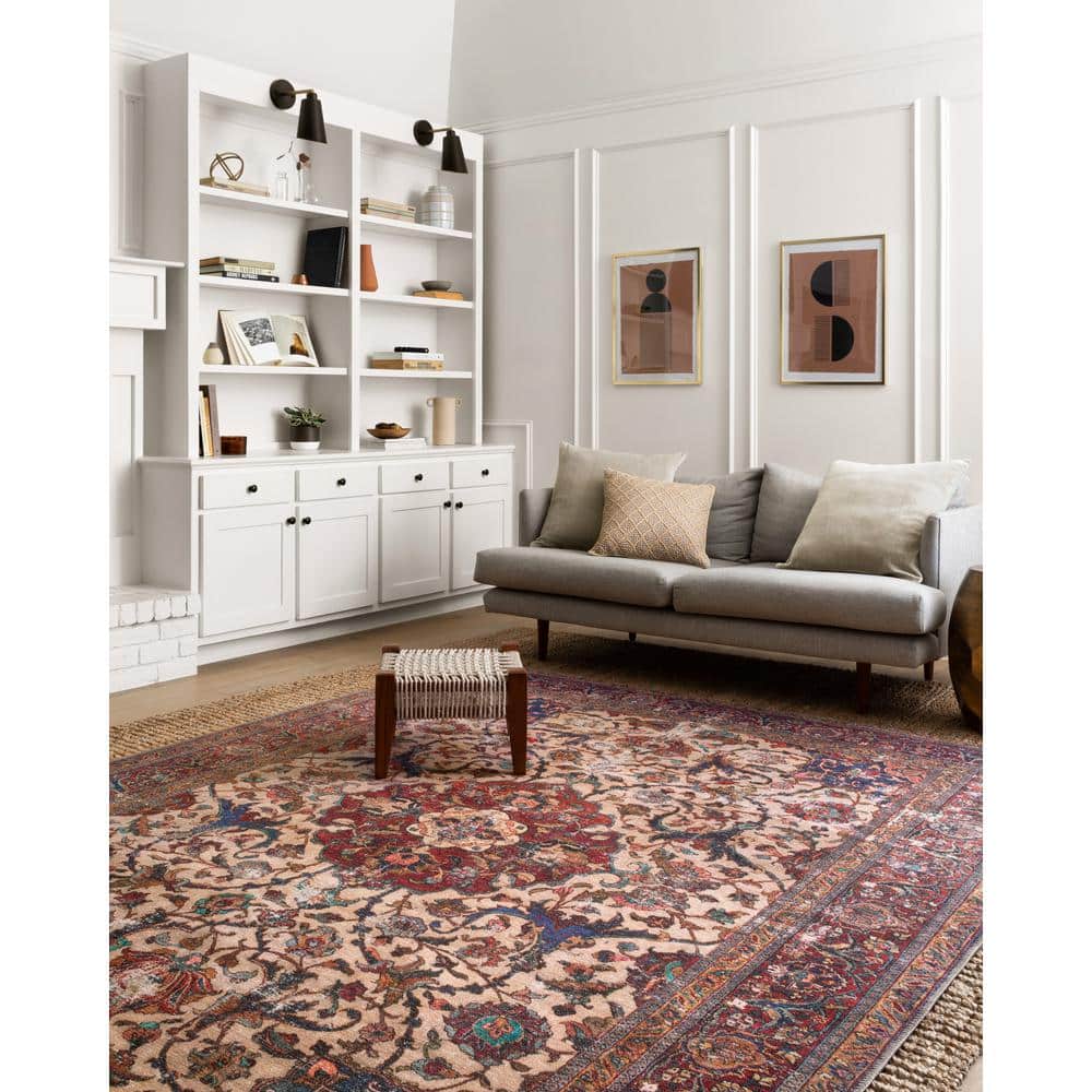 Hand-Knotted Sand and Multi Oriental Synthetic Area Rug 5' x 7'