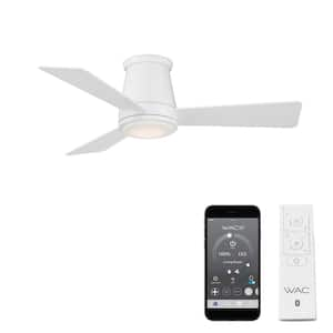 Hug 44 in. 3000K Integrated LED Indoor/Outdoor Matte White Smart Compatible Ceiling Fan with Light Kit and Remote