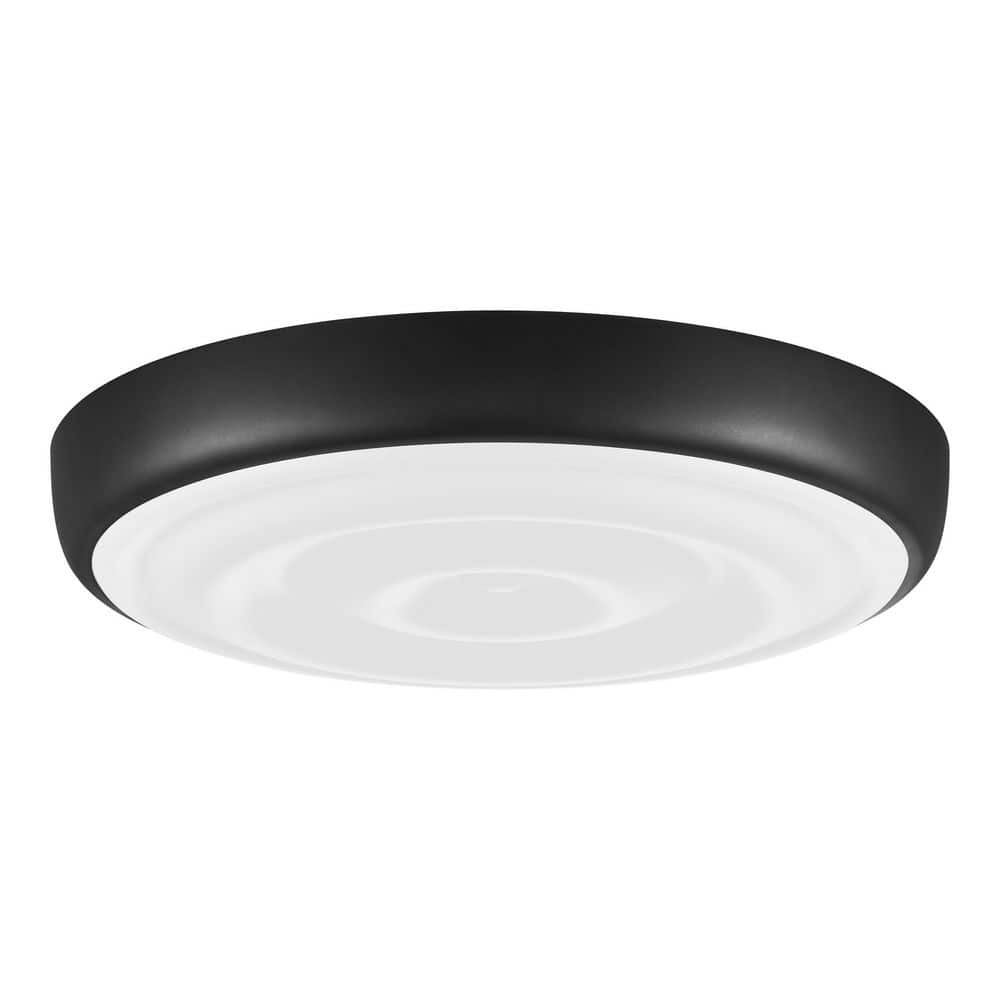 15 in. Light Matte Black Adjustable CCT and Brightness Integrated LED Ceiling Flush Mount Fixture with Ripple Shade price history on PriceWatchPro