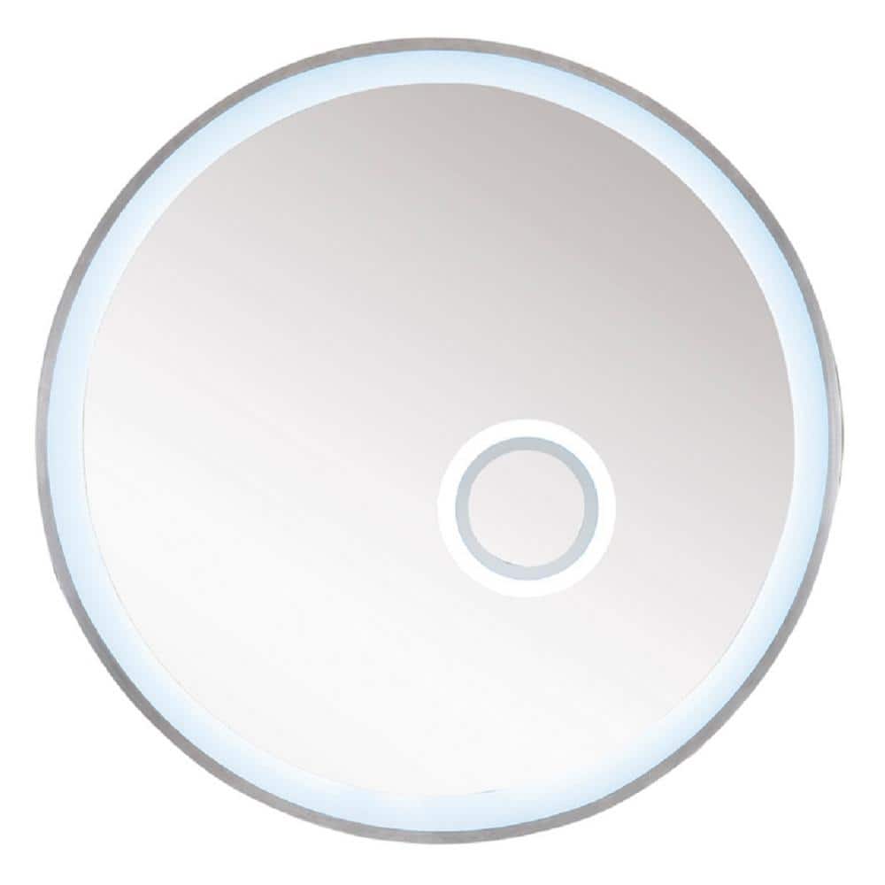 Radiance 35.5 in. W x 35.5 H Round LED Framed Wall Mirror in Brushed Nickel