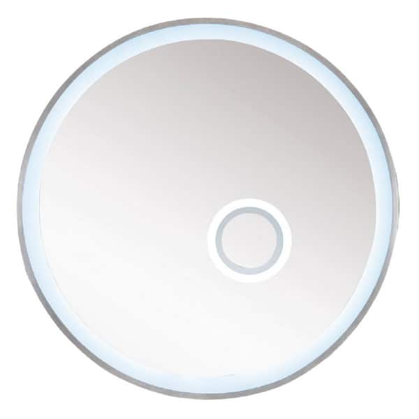 null Radiance 35.5 in. W x 35.5 H Round LED Framed Wall Mirror in Brushed Nickel