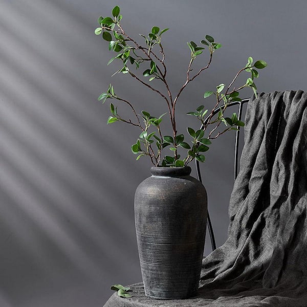 11 in. Bronze Round Ceramic Decorative Farmhouse Tall Vase for