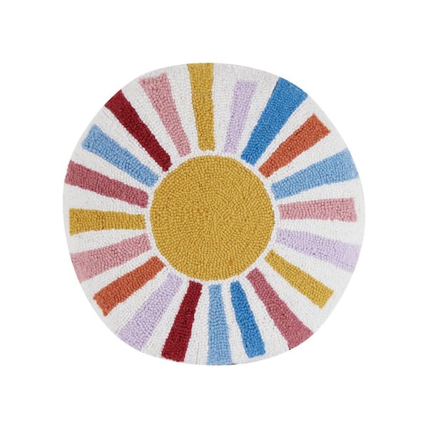 MAKERS COLLECTIVE The Pillow Shoppe Rainbow Sun Multi-Colored Wool 16 in. Round Hook Pillow