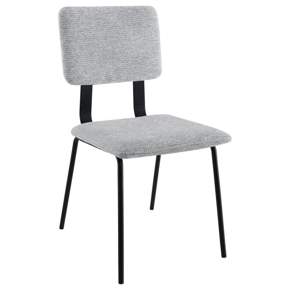Gray Upholstered Ladderback Side Chair with Wood and Metal Frame