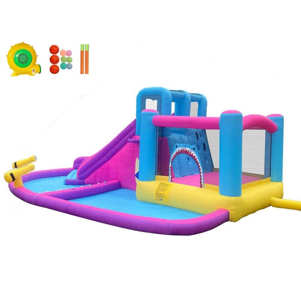 Inflatable Bounce House with Double Slide, Water Guns, Basketball Hoop, and Climbing Wall for Kids Outdoor Play price history on PriceWatchPro